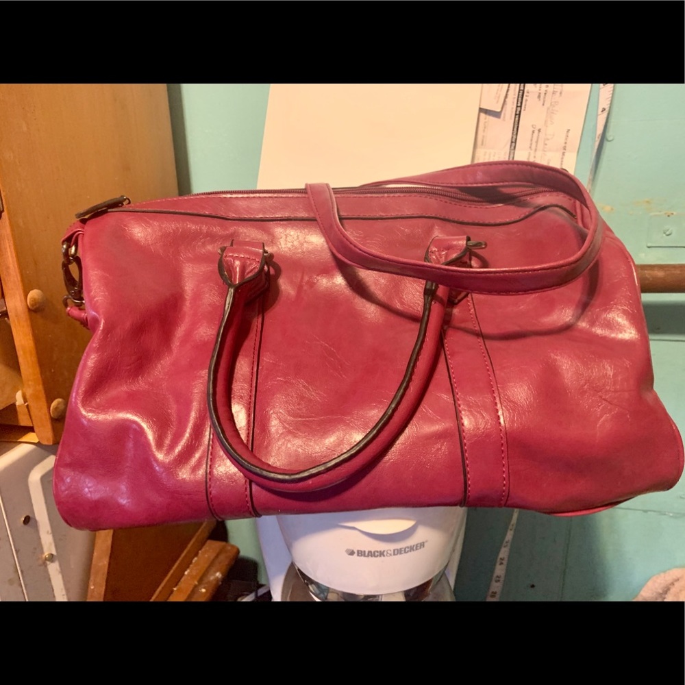 Fiorelli plum colour dbl handle purse 14”x5”x10”
